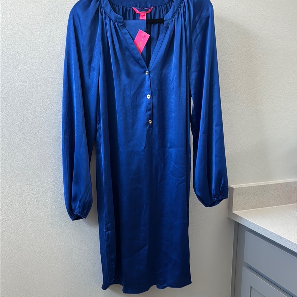 Lilly Pulitzer Vibrant Blue Satin Blouse